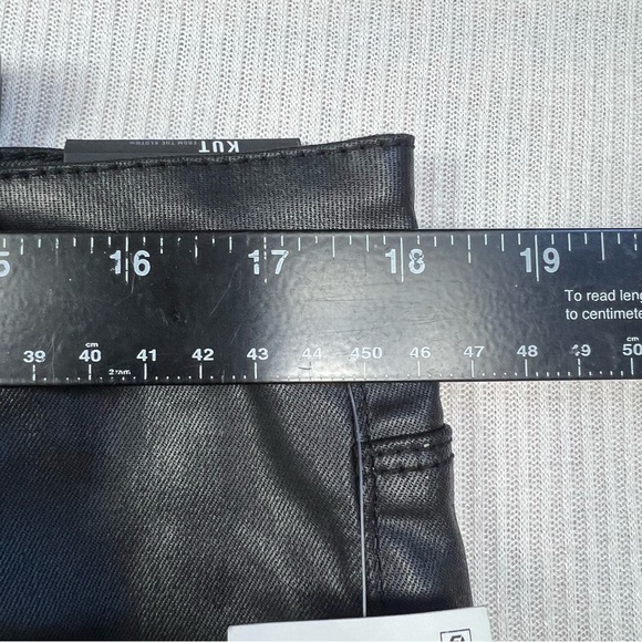KUT FROM THE KLOTH Reese Ankle Straight NWT Faux Leather Black Pant Jean Size 16 - Picture 10 of 16
